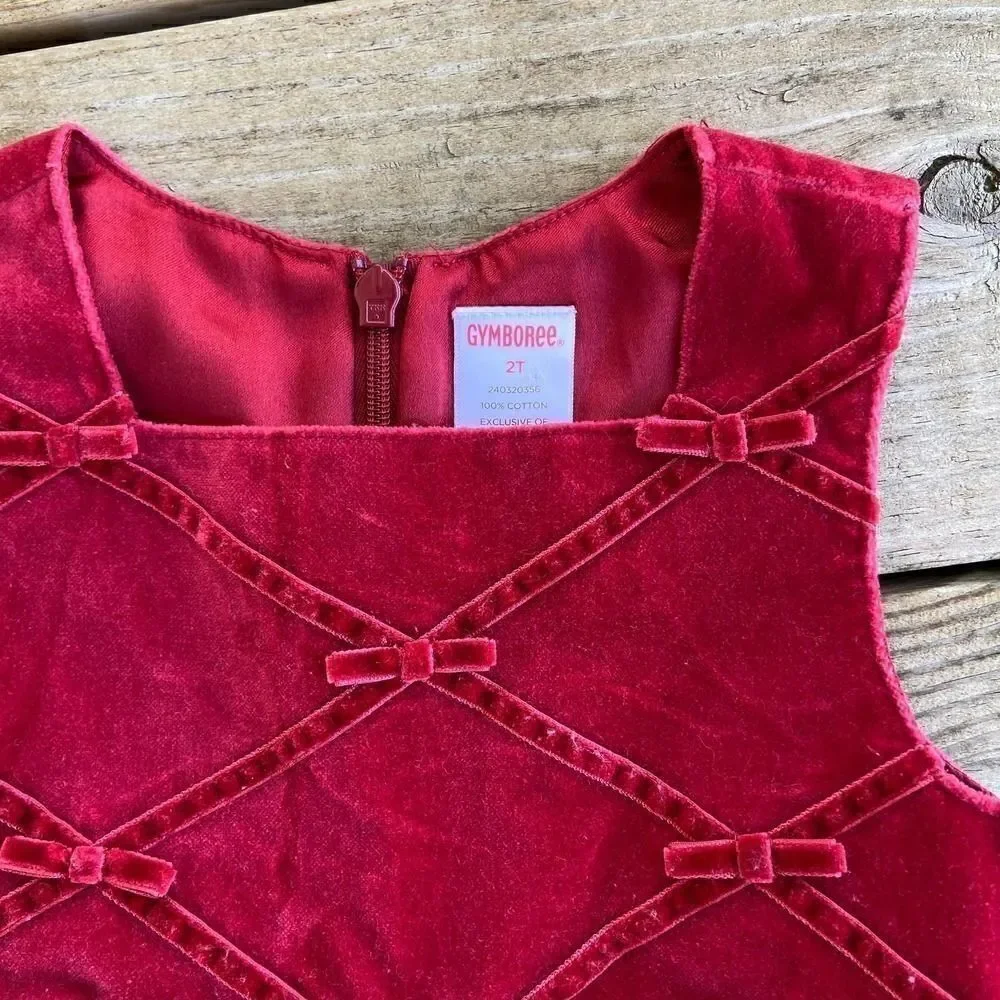 Gymboree Cranberry Red Velvet Overall Jumpsuit 2T